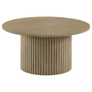  Coaster Furniture Hamlyn 706498-S2 2-piece Round Fluted Coffee and End Table Set - Natural Oak IMAGE 5