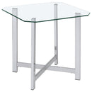  Coaster Furniture Cronin 706567 Square Tempered Glass Top End Table - Chrome IMAGE 2