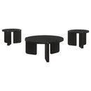  Coaster Furniture Cordova 709678-S3 3-piece Solid Wood Coffee and End Table Set - Black IMAGE 1
