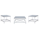  Coaster Furniture Lindley 709728-S3 3-piece Square Coffee and End Table Set - Chrome IMAGE 1