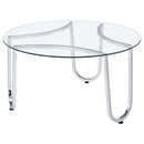  Coaster Furniture Beller 710908-S2 2-piece Round Tempered Glass Top Coffee Table Set - Chrome IMAGE 3