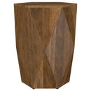  Coaster Furniture Zalika 724187 Hexagonal Solid Mango Wood End Table - Natural IMAGE 2