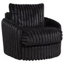  Coaster Furniture Sarco 902542 Corduroy Upholstered Swivel Accent Arm Chair - Black IMAGE 2