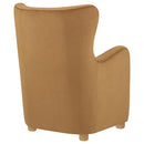  Coaster Furniture Thornton 903176 Velvet Upholstered Wingback Lounge Accent Chair - Cognac IMAGE 4