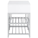  Coaster Furniture Siega 910223 1-Drawer Shoe Storage Entryway Bench - White High Gloss/Chrome IMAGE 4