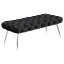  Coaster Furniture Ella 910333 Upholstered Tufted Bench Stainless Steel Legs - Black IMAGE 2