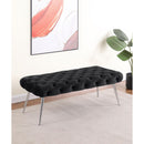  Coaster Furniture Ella 910333 Upholstered Tufted Bench Stainless Steel Legs - Black IMAGE 3