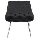  Coaster Furniture Ella 910333 Upholstered Tufted Bench Stainless Steel Legs - Black IMAGE 4