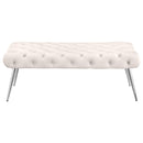  Coaster Furniture Ella 910334 Upholstered Tufted Bench Stainless Steel Legs - Ivory IMAGE 2