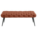  Coaster Furniture Ella 910335 Upholstered Tufted Bench Metal Legs - Rust IMAGE 2