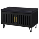  Coaster Furniture Brixton 915152 2-door Padded Entryway Shoe Storage Bench - Black IMAGE 3