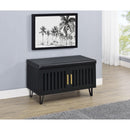  Coaster Furniture Brixton 915152 2-door Padded Entryway Shoe Storage Bench - Black IMAGE 4