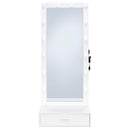  Coaster Furniture Spector 960954 1-drawer Lighted Full-Length Floor Mirror - White High Gloss IMAGE 4