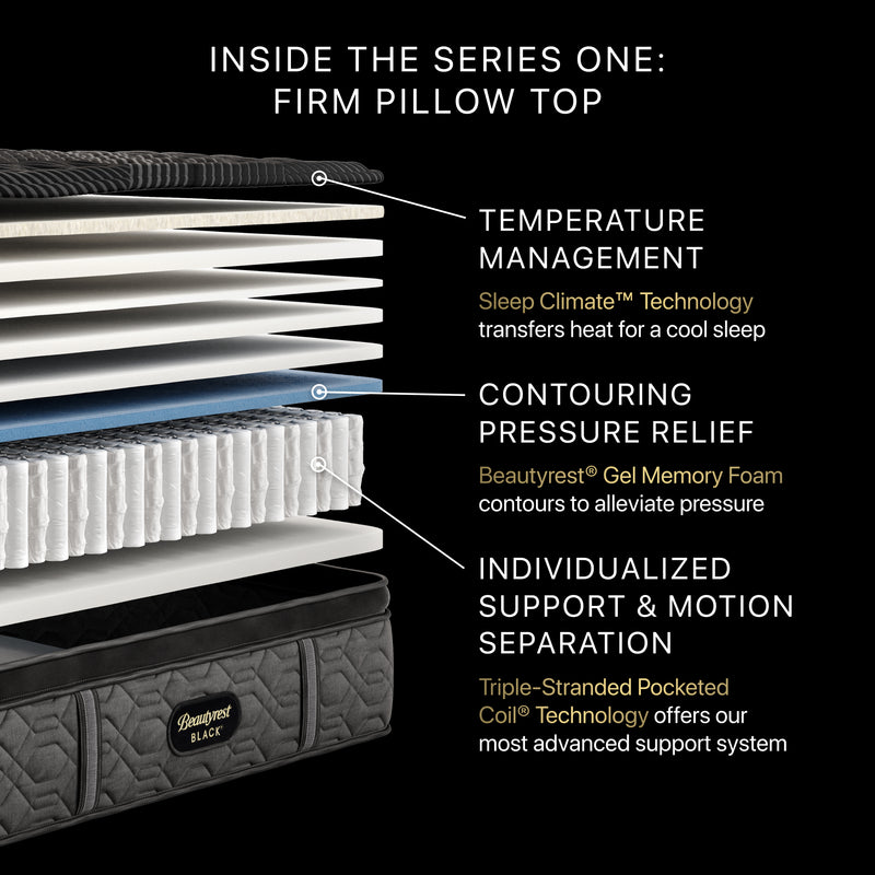 SALE Beautyrest Black 2024 Series 1 Firm Pillow Top 14.25" Profile