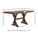 Carmel Rustic Brown 78" Table w/18" Butterfly Leaf