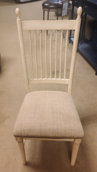 White Upholstered Chair, Rake Back