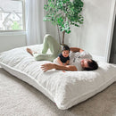 Queen Pillow Lounger Faux Fur White